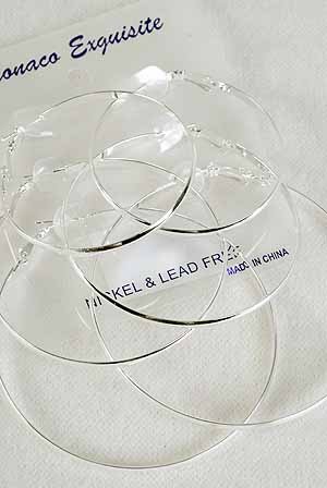 Earrings 3 Per large Shiney Hoops Silver 2" 2.5" 3" 3Size Mix/DZ Silver