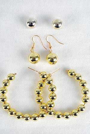 Earrings 3per Gold Beads/DZ Gold