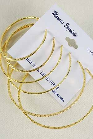 Earrings 3per Hoop Gold 5 6 7cm Size Mix /DZ Gold