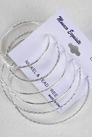 Earrings 3per Hoop Silver 5 6 7cm Mix /DZ Silver