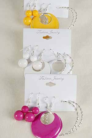 Earrings 3per Mix Shape Epoxy Round ,7Color Asst/DZ **HOT** 7 Color Asst
