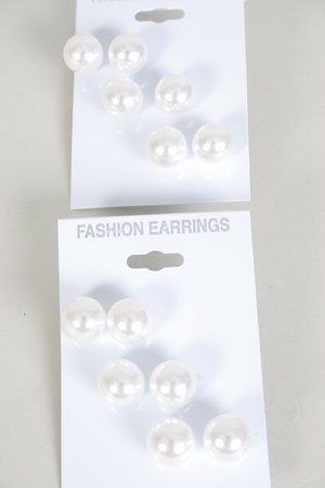 Earrings 3Per White Pearls 12mm /DZ **HOT** White ABS Pearls