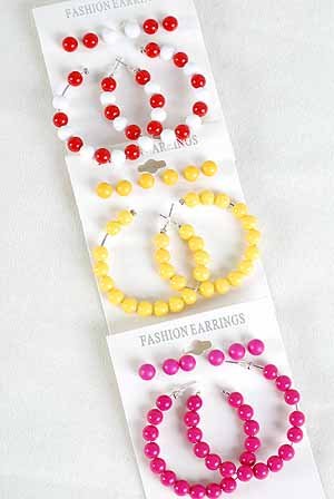 Earrings 4per Color Earrings/DZ 6 Color Asst
