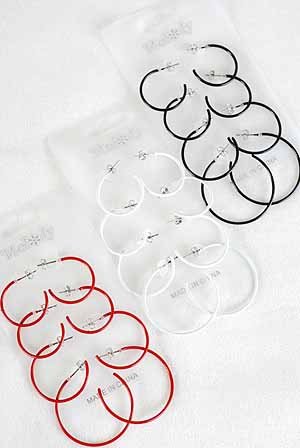Earrings 4per Color Hoops Color asst/DZ 6 color Asst