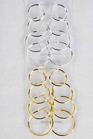 Earrings 4per Hoop W Lobster Catch/DZ ** New Arrival**Gold or Silver