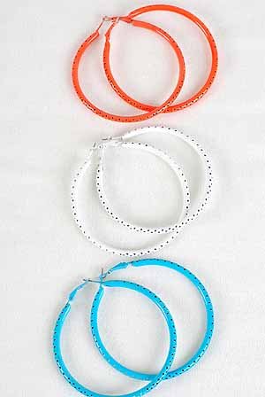 Earrings 7cm Large Mesh AB Color Hoops/DZ 7cm,6 Color Asst