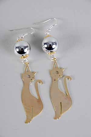 Earrings Bead W Cat 3' Long'/DZ ** New Arrival** L-3'' Long