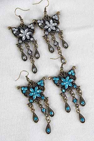 Earrings Butterfly Victorian Look/DZ **NEW**Post, 6 Color Asst