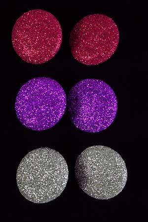 Earrings Button W Glitters**Clip ON** **Clip On** 6 Color Asst
