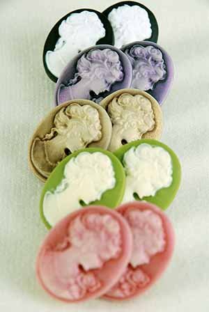 Earrings Cameo Color Asst Clip On/DZ **NEW** Clip On,5Color Asst