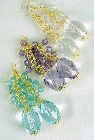 Earrings Chandlair With Large Crystals 2.5'' Long/DZ **NEW** 6 Color Asst