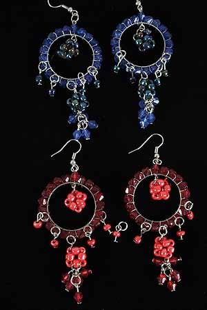 Earrings Circle Beads W Dangos/DZ ** New Arrival** Color Asst