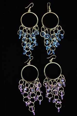 Earrings Circle With Beads/Dz **NEW** Color asst