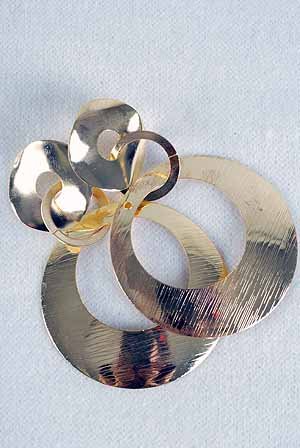 Earrings Circle With Brush Gold Finish/DZ **POST**Gold
