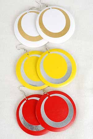 Earrings Circle With Foil Finish 2.5"Color Asst/DZ **NEW** 6 Color Asst