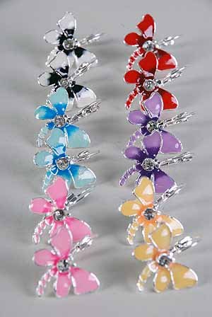 Earrings Dragonfly Epoxy W Rhinestone/DZ ** New Arrival** Color Asst,French Post