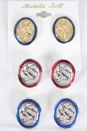 Earrings Initial Ovel Epoxy Post/DZ ** Special Promation** Choose Colors