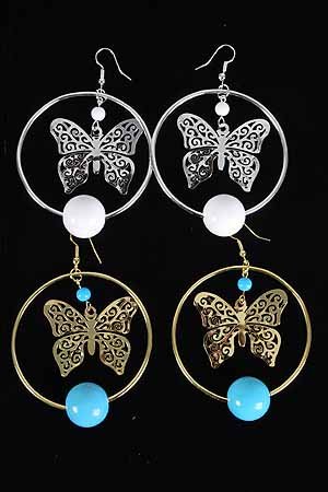 Earrings Large Butterfly W 20mm Solid Balls/DZ **New Arrival** Choose Gold or Silverr Finish