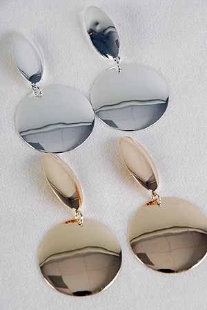 Earrings Large Circle Drop Clip ON/DZ **Clip On**Choose Gold Or Silver Finish
