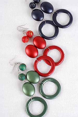 Earrings Large Circle Matte Dangle,Color Asst/DZ **NEW** 6 Color Asst