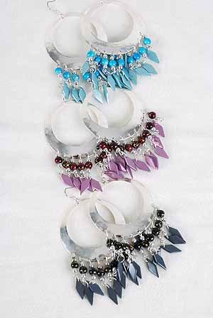 Earrings large Circle W Color Charms/DZ ** New Arrival** 6 Color Asst