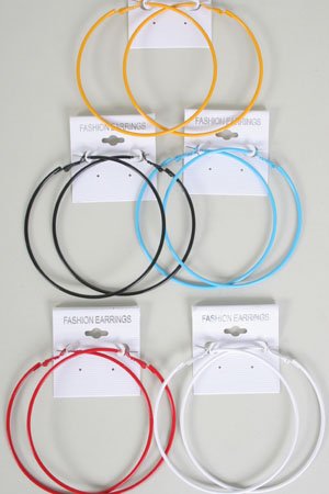 Earrings Large Color Hoop,Asst Colors/DZ