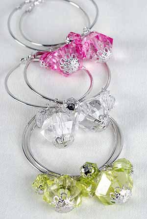 Earrings Large Hoop With Crystal Blocks 2.25''/DZ 6 Color asst