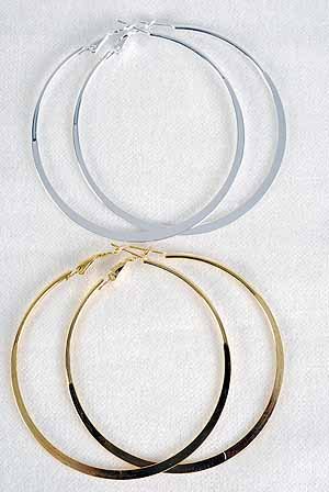 Earrings Large Metal Hoop Flat 3'' Wide/DZ ** New arrival** Choose Gold or Silver Finish