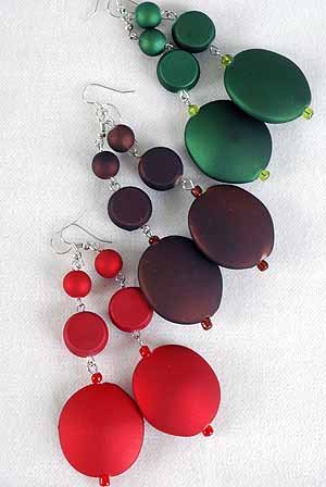 Earrings Large Oval Matte Dangle Color Asst/DZ **NEW** 6 l Color Asst