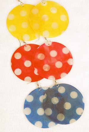 Earrings Large Paper Shell W Polkadot 2.5''x2.5''/DZ ** New Arrival** 6 Color Asst
