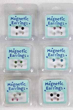 Earrings Magnet 2 per Rhinestone,Asst Colors/DZ **New Arrival** Color Asst -