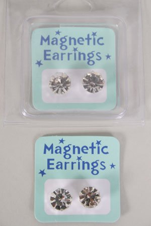 Earrings Magnetic Clear Rhinestone/dz choose size 9mm or10mm Clear stone or AB Clear