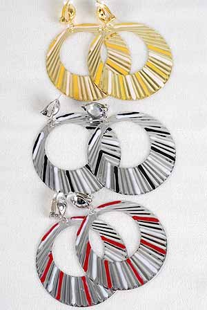 Earrings Metal Circle Dange W Epoxy **CLIP ON**/DZ **CLIP ON**6 Color Asst, CHOOSE Gold or Silver