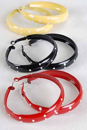 Earrings Metal Polkadot 2"Color Asst/DZ also can match W 26480 Bangles 6 Color Asst