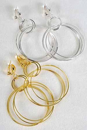 Earrings Metal Shinely Circle Dangles Clip On/DZ **Clip On** Choose Gold Or Silver Finish