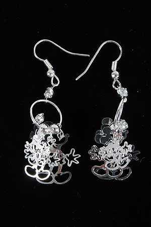 Earrings Micky 3D W Clear Rhinrstones/DZ **NEW**