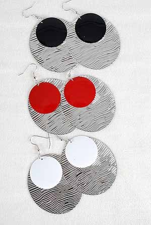 Earrings Oval Dange W Circle Epoxy/DZ/DZ 2.5"x2" 6 Color Asst