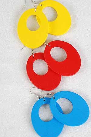 Earrings Oval Shape Color asst.1.5''x2"/DZ 6 Color Asst