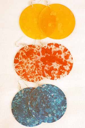 Earrings PaperShell W Spray Paint 2.5'' Wide/DZ **NEW** 6 Color Asst
