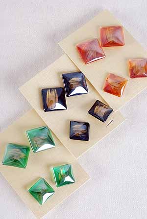 Earrings Poly 2per SQ Shape Post Color Asst/DZ **Post** 6 Color Asst