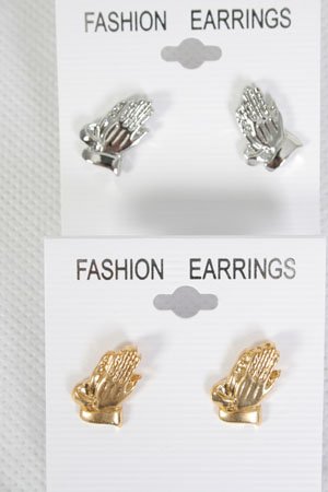 Earrings Praying Hand Post/DZ Choose Colors Gold; Silver