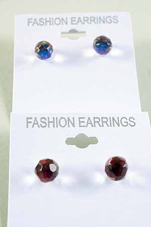 Earrings Round Crystal AB Multi 8mm color asst/DZ **New Arrival** AB Multi