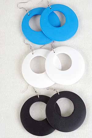 Earrings Round Shape Color asst.2"''x2"/DZ 6 Color asst