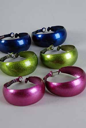 Earrings Pearl Metallic Color Asst,1.5''/Dz ** New Arrival** 6 Color Asst