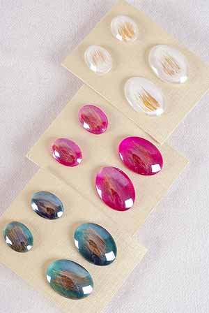 Earrings Poly 2per Oval Shape Color Asst Post/DZ **Post** 6 Color Asst