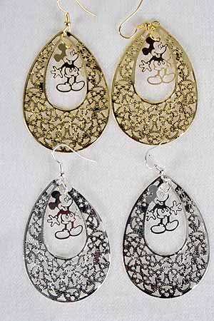 Earrings Teardrop Filigree W Mouse 2''x1.5''/DZ ** New Arrival** Choose gold or Silver