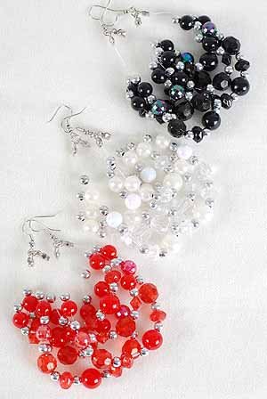 Earrings Teardrop Shape W Pearl & CC Beads/DZ ** New Arrival** 6 Color Asst