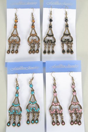 Earrings Victorian Look/DZ **NEW** Post, Color Asst