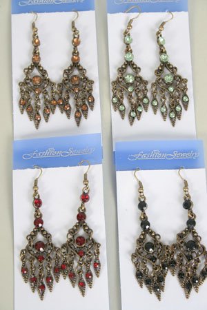 Earrings W Color Stone,Victorian Collection/DZ **NEW**Post,Color Asst