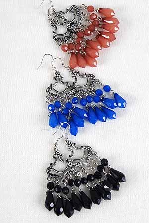 Earrings With Chandlair Victorian Look/DZ **NEW**6 Color Asst,Antique Finish
